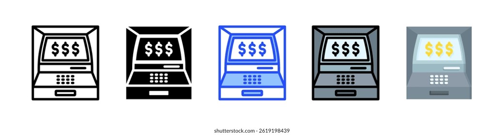 Atm Machine Icon Collection With Multiple Styles