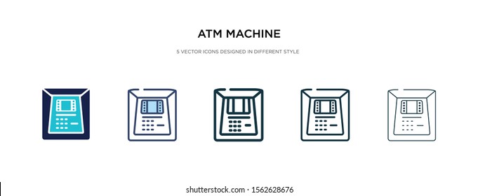 atm machine icon in different style vector illustration. two colored and black atm machine vector icons designed in filled, outline, line and stroke style can be used for web, mobile, ui