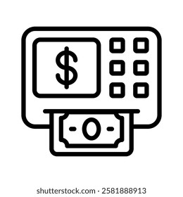 ATM machine icon with dollar sign and money symbols