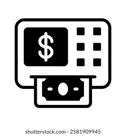 ATM machine icon with dollar sign and money symbols