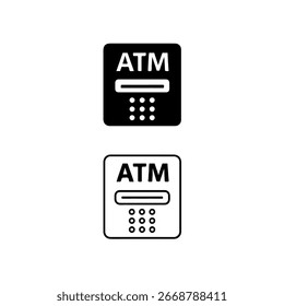 ATM Machine Icon Flat Outline Banking Vector Illustration.eps