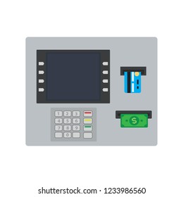 atm machine icon in flat style isolated vector illustration on white transparent background. atm cash