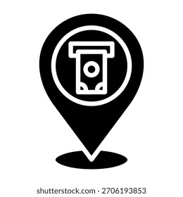 Ilustración vectorial de diseño de glifo de icono de máquina de cajero automático