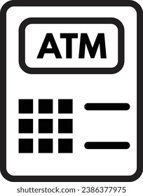 Icono del cajero automático aislado en fondo blanco. Vector de iconos de ATM bancario