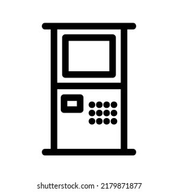icono de máquina atm o logotipo símbolo de signo aislado ilustración vectorial - iconos vectoriales de estilo negro de alta calidad
