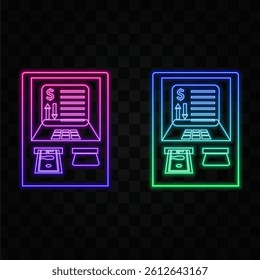 ATM machine icon. neon style.