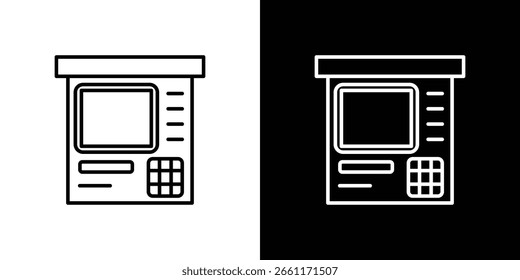 Esquema del icono del cajero automático. Vector editable EPS 10