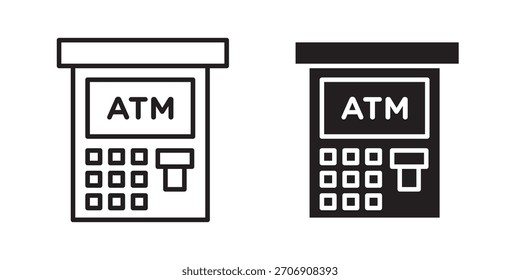 Ícone da máquina ATM, ícone de estilo de estrutura de tópicos para site ou aplicativo móvel, gráficos vetoriais