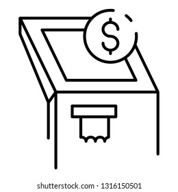 Atm machine icon. Outline atm machine vector icon for web design isolated on white background