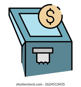 Atm machine icon. Outline atm machine vector icon color flat isolated