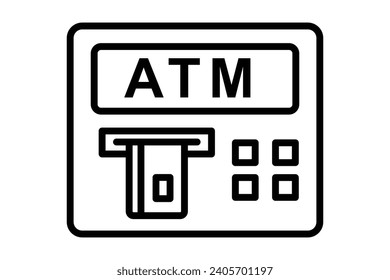 atm machine icon. icon related to automated cash withdrawals, financial. line icon style. element illustration