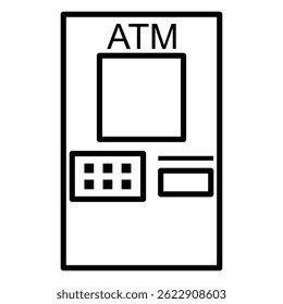 ATM machine icon representing automated banking and cash withdrawals on white background