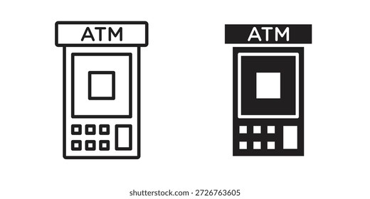 ATM machine icon set. minimal logotype web element pack.