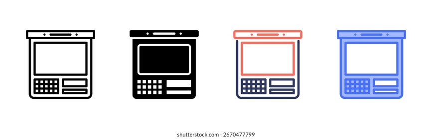 Atm Machine icon set multiple style collection
