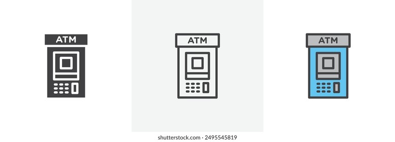 ATM-Maschinen-Symbol-Kollektion auf weißem Hintergrund.