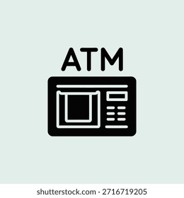 Icono de la máquina del cajero automático con el texto en fondo claro