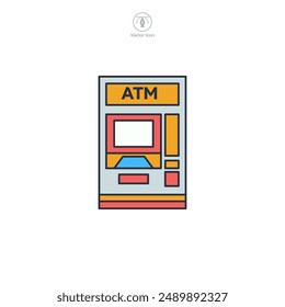 ATM Machine Icon theme symbol vector illustration isolated on white background