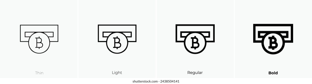 atm machine icon. Thin, Light Regular And Bold style design isolated on white background