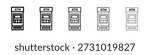ATM machine icon vector in editable stroke linear pictogram