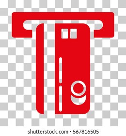 ATM Machine icon. Vector illustration style is flat iconic symbol, red color, transparent background. Designed for web and software interfaces.