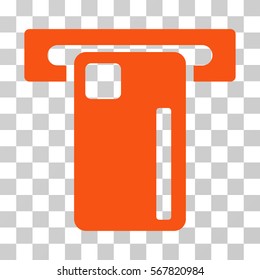 ATM Machine icon. Vector illustration style is flat iconic symbol, orange color, transparent background. Designed for web and software interfaces.