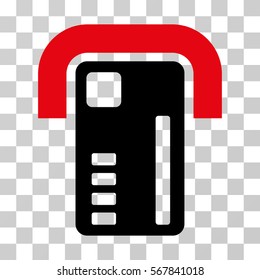 ATM Machine icon. Vector illustration style is flat iconic bicolor symbol, intensive red and black colors, transparent background. Designed for web and software interfaces.