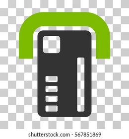 ATM Machine icon. Vector illustration style is flat iconic bicolor symbol, eco green and gray colors, transparent background. Designed for web and software interfaces.