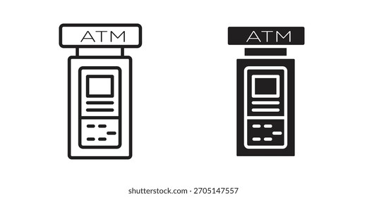 ATM machine icon vector modern flat and stroke designs