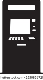 ATM Machine Icon Vector Silhouette , ATM Machine Vector , ATM Machine Silhouette Illustration Drawing Line Art