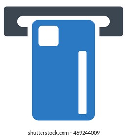 ATM Machine icon. Vector style is bicolor flat iconic symbol with rounded angles, smooth blue colors, white background.