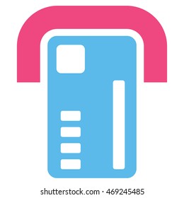 ATM Machine icon. Vector style is bicolor flat iconic symbol with rounded angles, pink and blue colors, white background.