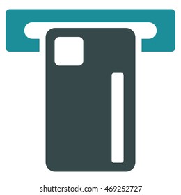 ATM Machine icon. Vector style is bicolor flat iconic symbol with rounded angles, soft blue colors, white background.