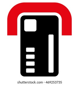 ATM Machine icon. Vector style is bicolor flat iconic symbol with rounded angles, intensive red and black colors, white background.