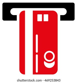 ATM Machine icon. Vector style is bicolor flat iconic symbol with rounded angles, intensive red and black colors, white background.