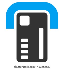 ATM Machine icon. Vector style is bicolor flat iconic symbol with rounded angles, blue and gray colors, white background.