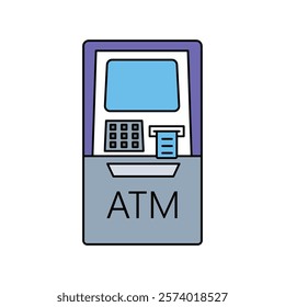 atm machine icon with white background vector stock illustration