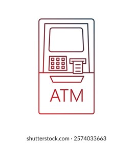atm machine icon with white background vector stock illustration