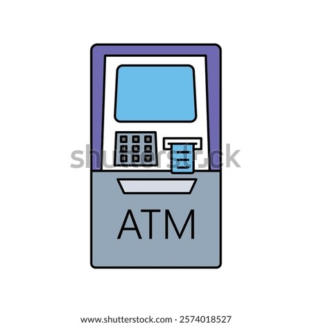 atm machine icon with white background vector stock illustration