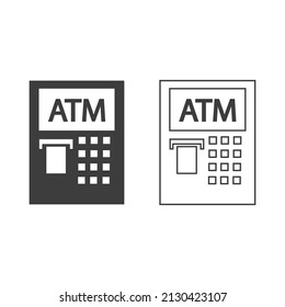 ATM-Maschinensymbole Flach-Design oder ATM-Maschinensymbole. 2 Stil der Geldautomaten einzeln auf weißem Hintergrund.