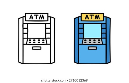 ATM Machine Illustration, muy adecuado para su uso en diversas necesidades de diseño, como carteles, Anuncios, Web, aplicaciones, Plantillas de redes sociales y otros.