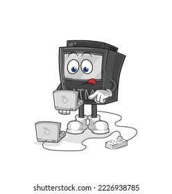 the ATM machine with laptop mascot. cartoon vector