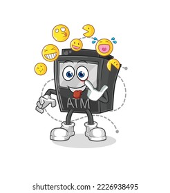 the ATM machine laugh and mock character. cartoon mascot vector