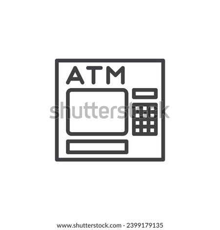 ATM Machine line icon. Cash withdrawal linear style sign for mobile concept and web design. Automated teller machine outline vector icon. Symbol, logo illustration. Vector graphics