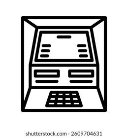 Atm Machine Line Vector Illustration On White Background.