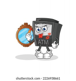 the ATM machine make up mascot. cartoon vector