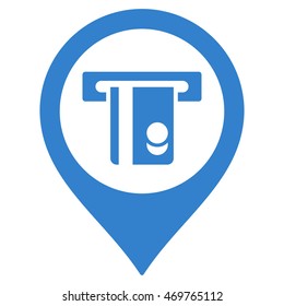 ATM Machine Marker icon. Vector style is flat iconic symbol with rounded angles, cobalt color, white background.