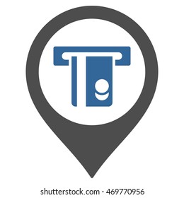 ATM Machine Marker icon. Vector style is bicolor flat iconic symbol with rounded angles, cobalt and gray colors, white background.