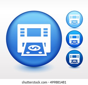 ATM Machine on Blue Round Button