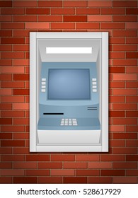 ATM machine on a brick wall