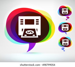ATM Machine on Colorful Speech Bubble